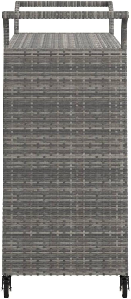 Générique Chariot de Bar avec tiroir Gris 100x45x97 cm Résine tressée,Meubles,Chariots & îlots,Dessertes,Gris,15.4 KG,316664