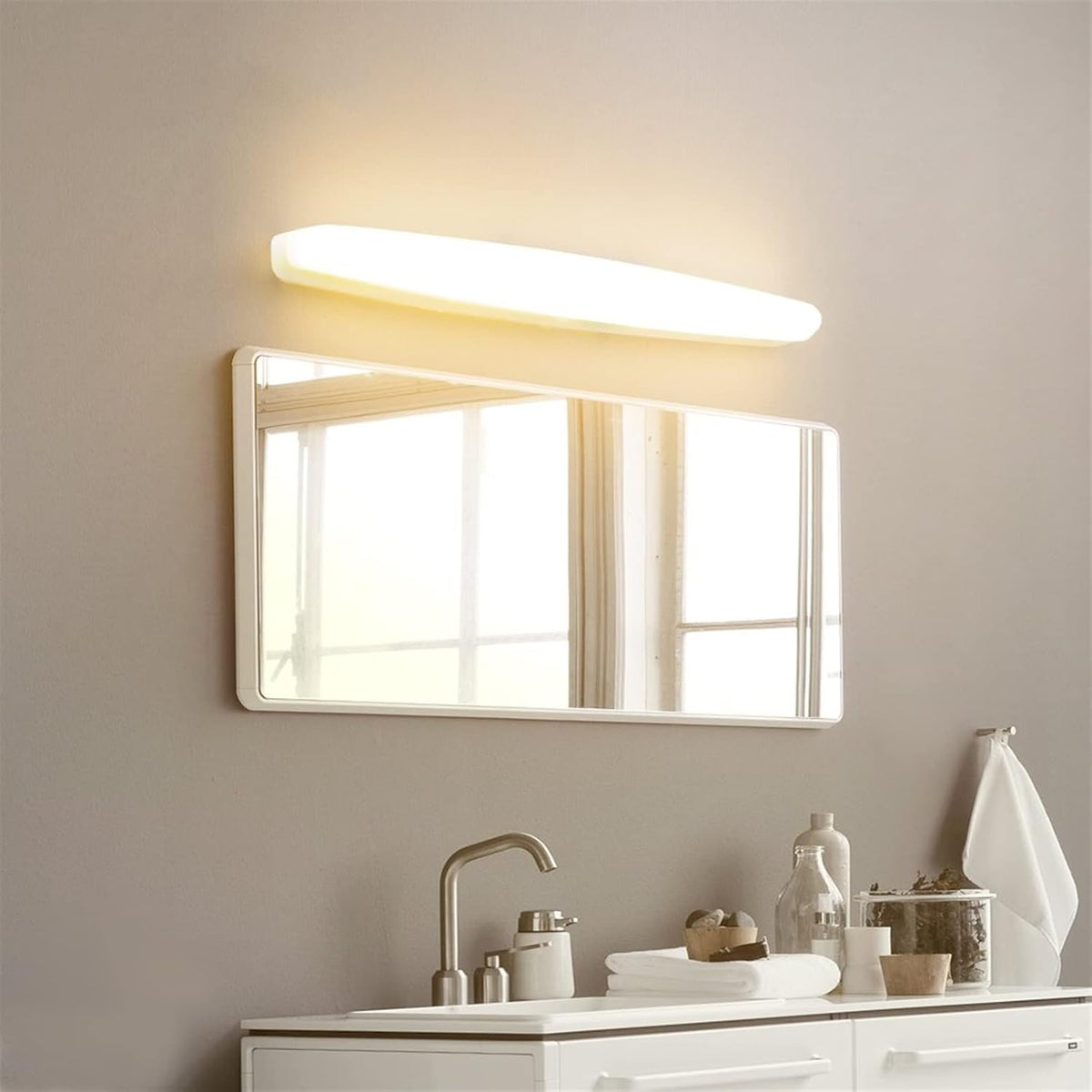 Générique Lampe Led moderne for miroir de salle de bain, abat-jour en acrylique, applique murale en acier inoxydable, éclairage domestique, Luminaires intérieur