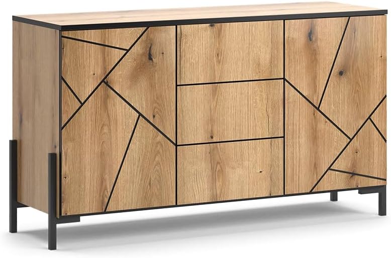 Vicco Commode avec tiroirs Hatto, Chêne, 124x69.6cm