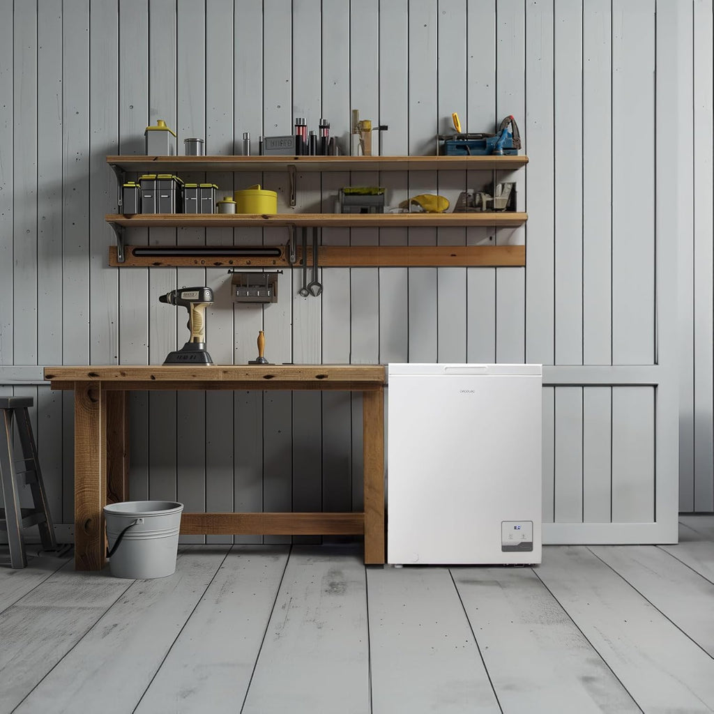 Cecotec Congélateur Horizontal Bolero CoolMarket Chest 142 Blanc E, Capacité 142 L, Mode Inverter Plus, Fonction Double, Congélation Rapide, Panier Intérieur, Contrôle Électronique, Classe E