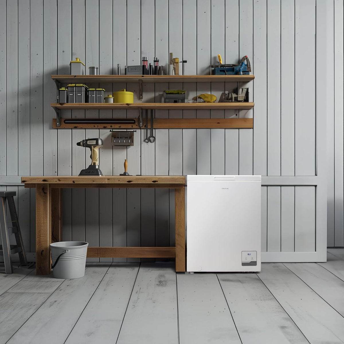 Cecotec Congélateur Horizontal Bolero CoolMarket Chest 142 Blanc E, Capacité 142 L, Mode Inverter Plus, Fonction Double, Congélation Rapide, Panier Intérieur, Contrôle Électronique, Classe E