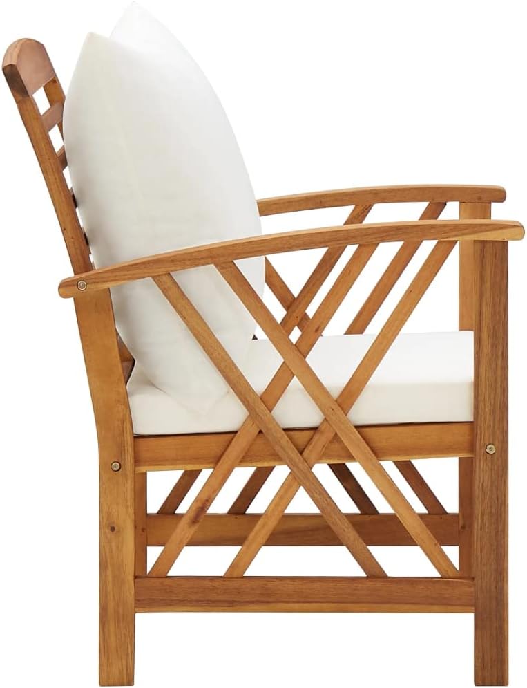 vidaXL 2X Bois d'Acacia Massif Chaises de Jardin avec Coussins Fauteuils de Patio Fauteuils de Jardin Chaises de Terrasse Extérieur Arrière-Cour