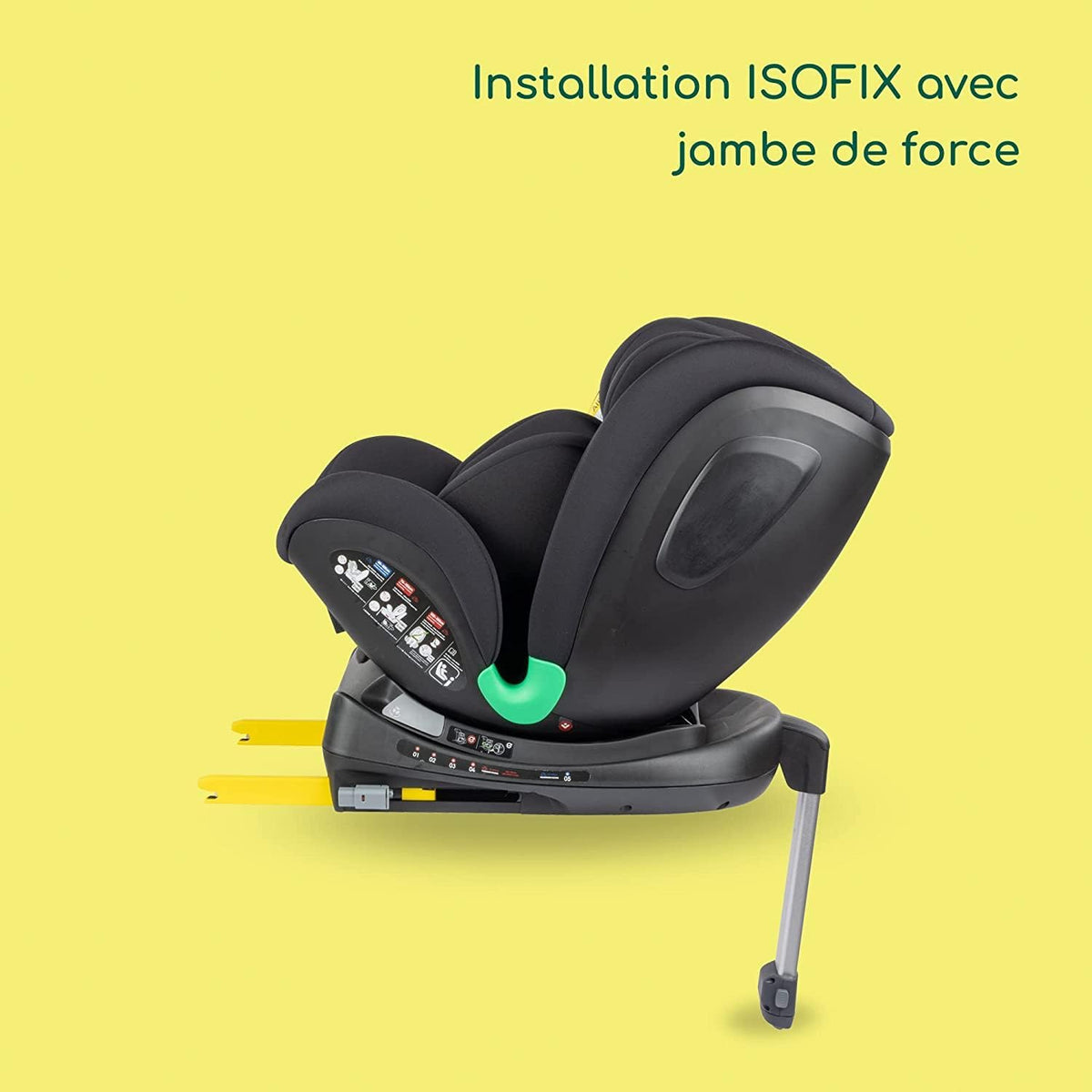Bebeconfort EvolveFix Plus i-Size, Siege Auto 360, 0-12 Ans, 40-150 cm, Siège Auto ISOFIX, 10 Positions d'Appui-tête, 4 Positions d'Inclinaison, Protection Contre les Chocs Latéraux, Black Mist