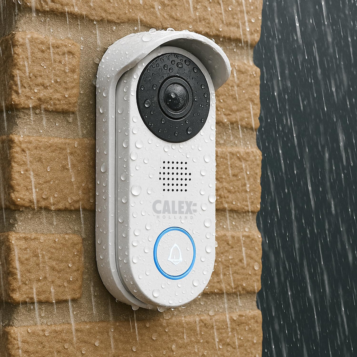 CALEX Smart Security kit de démarrage extérieur, 2 caméra extérieure PTZ 2K + Sonnette vidéo avec Audio bidirectionnel, Full HD