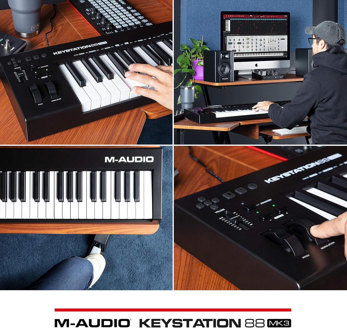 M-AUDIO Keystation 88 MK3 – Clavier MIDI USB 88 touches semi-lestées pour contrôler les synthétiseurs virtuels et les stations audionumériques