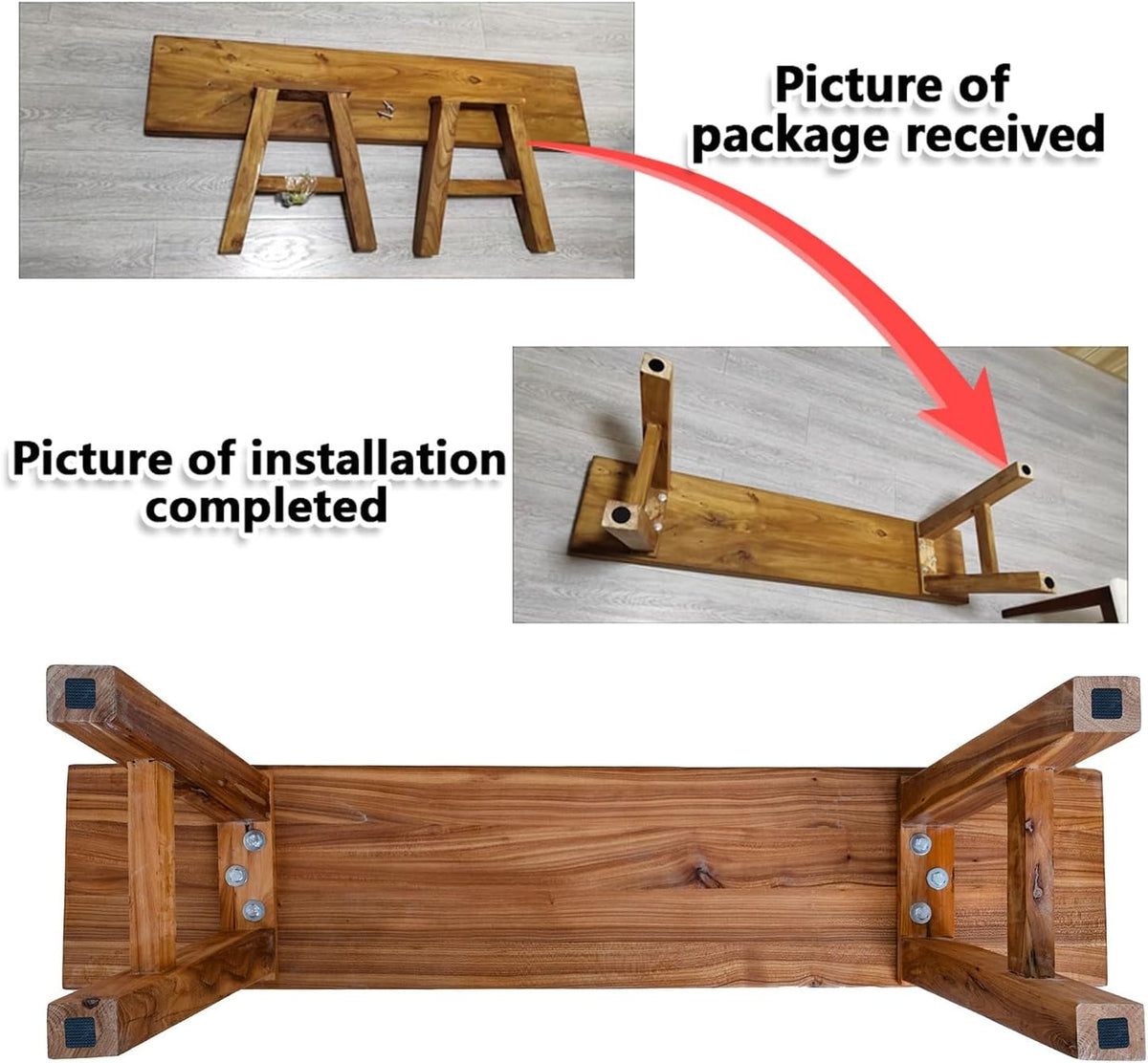 Banc en bois d'intérieur - Long banc de couloir en bois rustique massif avec capacité de 200 kg pour entrée, coin petit-déjeuner ou bout de lit