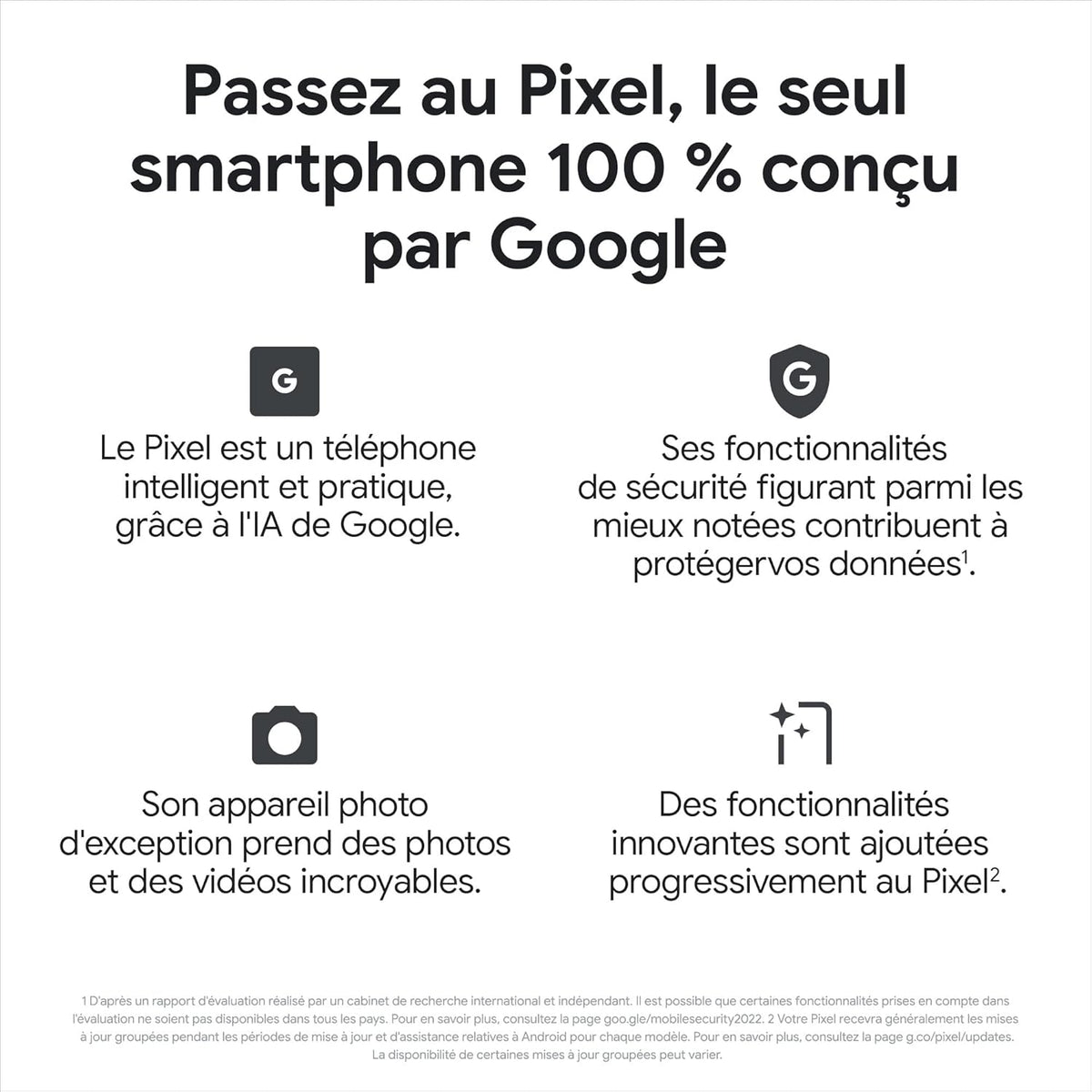 Google Pixel 7a et chargeur – Smartphone Android 5G débloqué avec objectif grand angle et 24 heures d'autonomie – Neige
