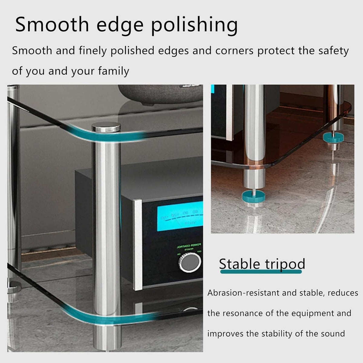 Meuble TV d'angle - Meuble de rangement pour équipement audio, petit meuble multimédia pour chaîne hi-fi et home cinéma, support multimédia pour appareils électroniques, meuble TV avec étagè