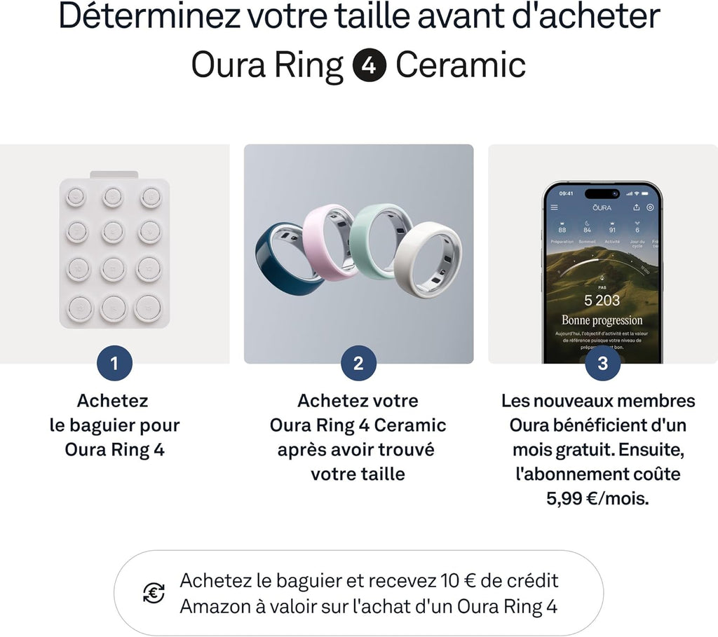 Oura Ring 4 Ceramic - Midnight - Taille 7 - Bague connectée - Trouvez Votre Taille avec Le baguier Oura Ring 4