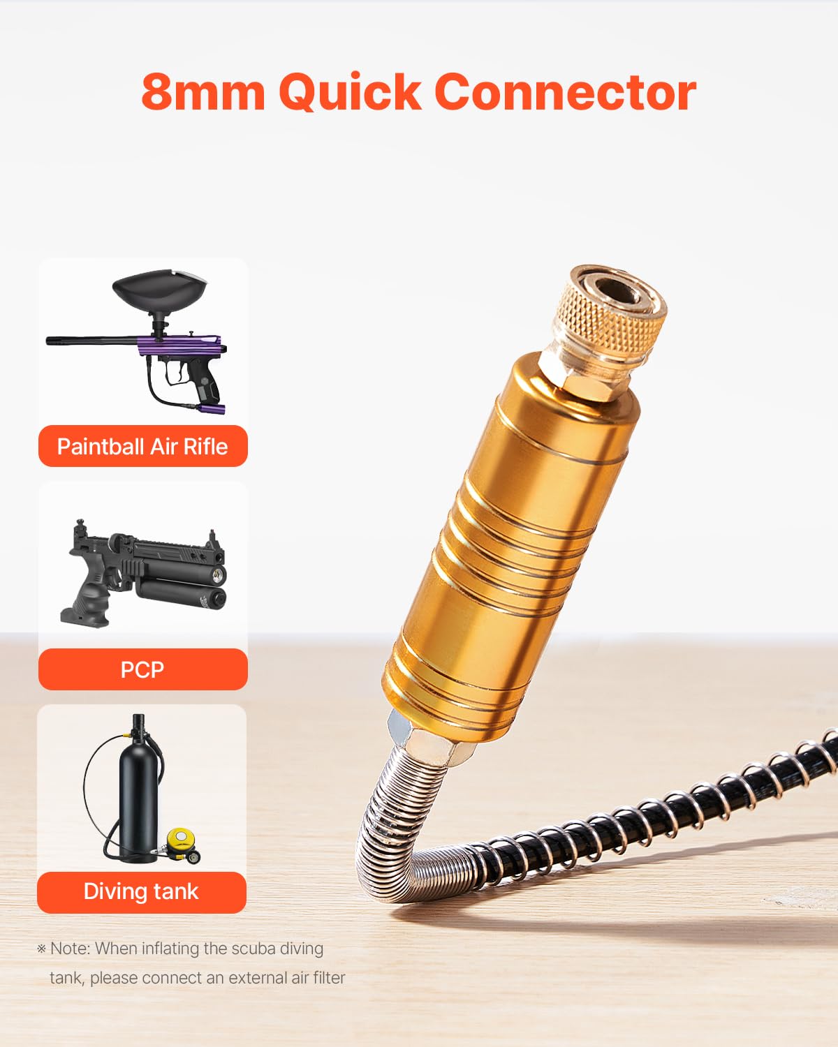 VEVOR Compresseur d'air portable PCP, 300 W 30 MPa, avec convertisseur intégré et système de refroidissement par ventilateur, arrêt manuel, pompe réservoir de paintball sans huile pour pistolet à air