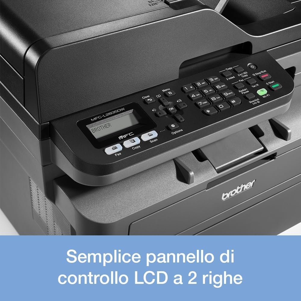 Brother MFC-L2835DW - Multifonction 4 en 1 (Impression/Scan/Copie/Fax) Laser Noir et Blanc - WiFi et Ethernet - Eligible au forfaitd'encre EcoPro