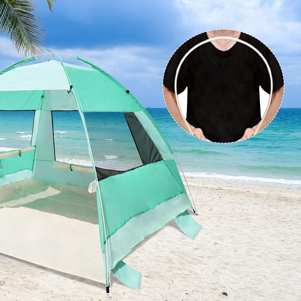 Zyerch Tente de Plage Pop up Tente de Plage Camping Abri solaire