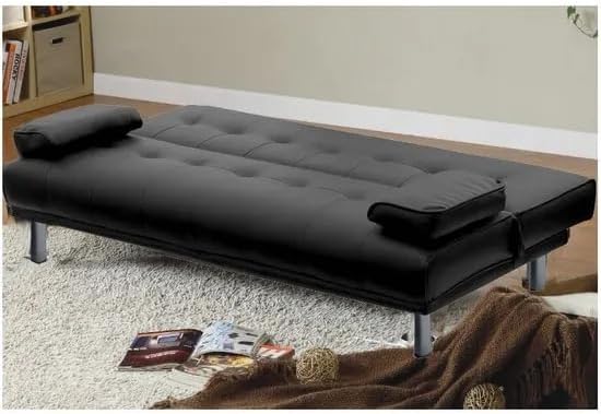 Bagno Italia Canapé lit 3 places 180 x 97 cm inclinable Simili-cuir Noir ou blanc modèle Queen