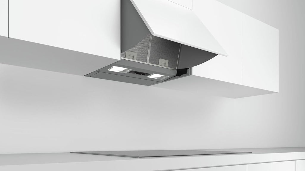 Bosch DEM66AC00 - Hotte escamotable - Série 2 - 3 vitesses d'aspiration - Eclairage LED - 60 cm - 256 W - argent