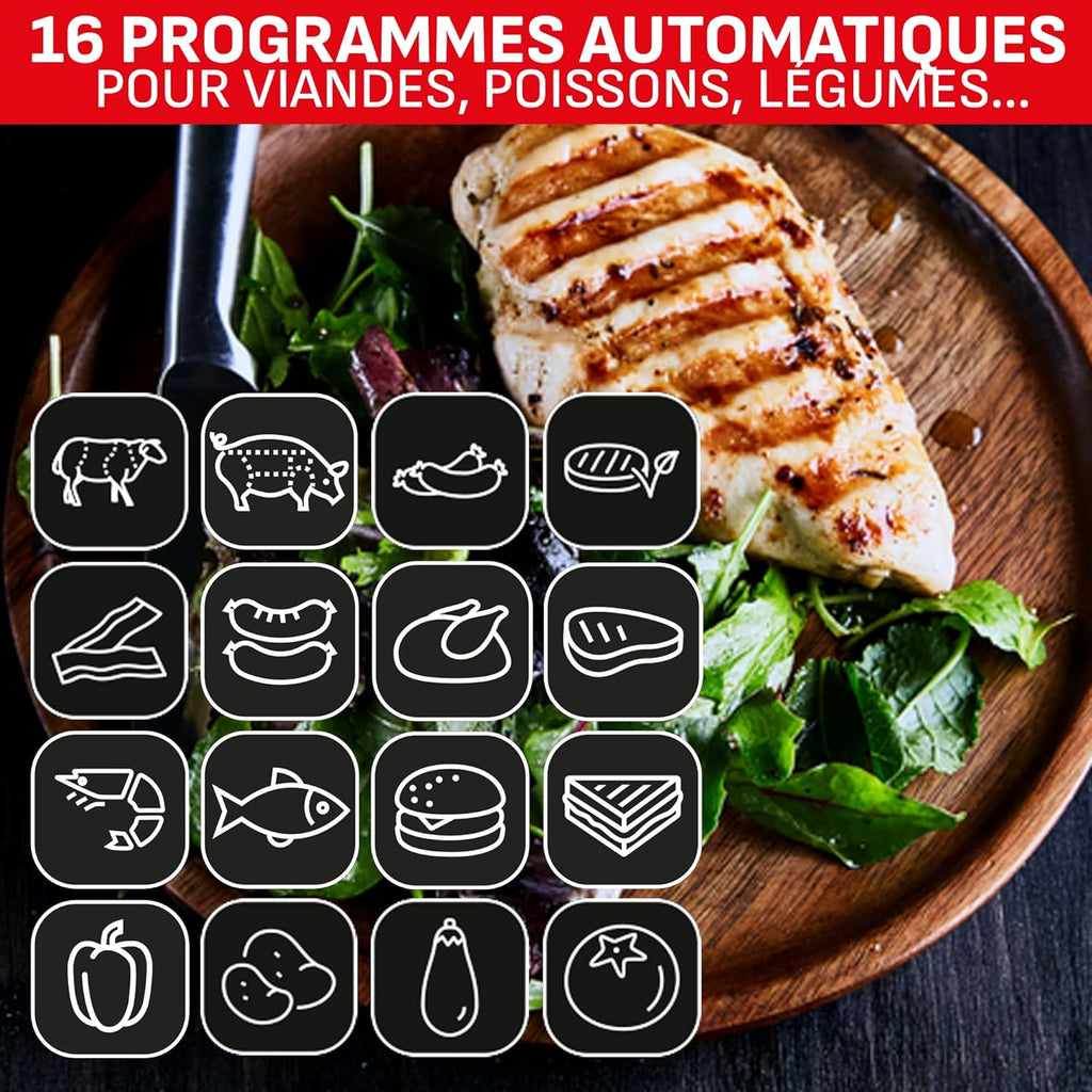 Tefal Optigrill Elite XL, Grill intelligent, 16 programmes, Mode manuel, Fonction marquage, XL 8 personnes, GC760D12