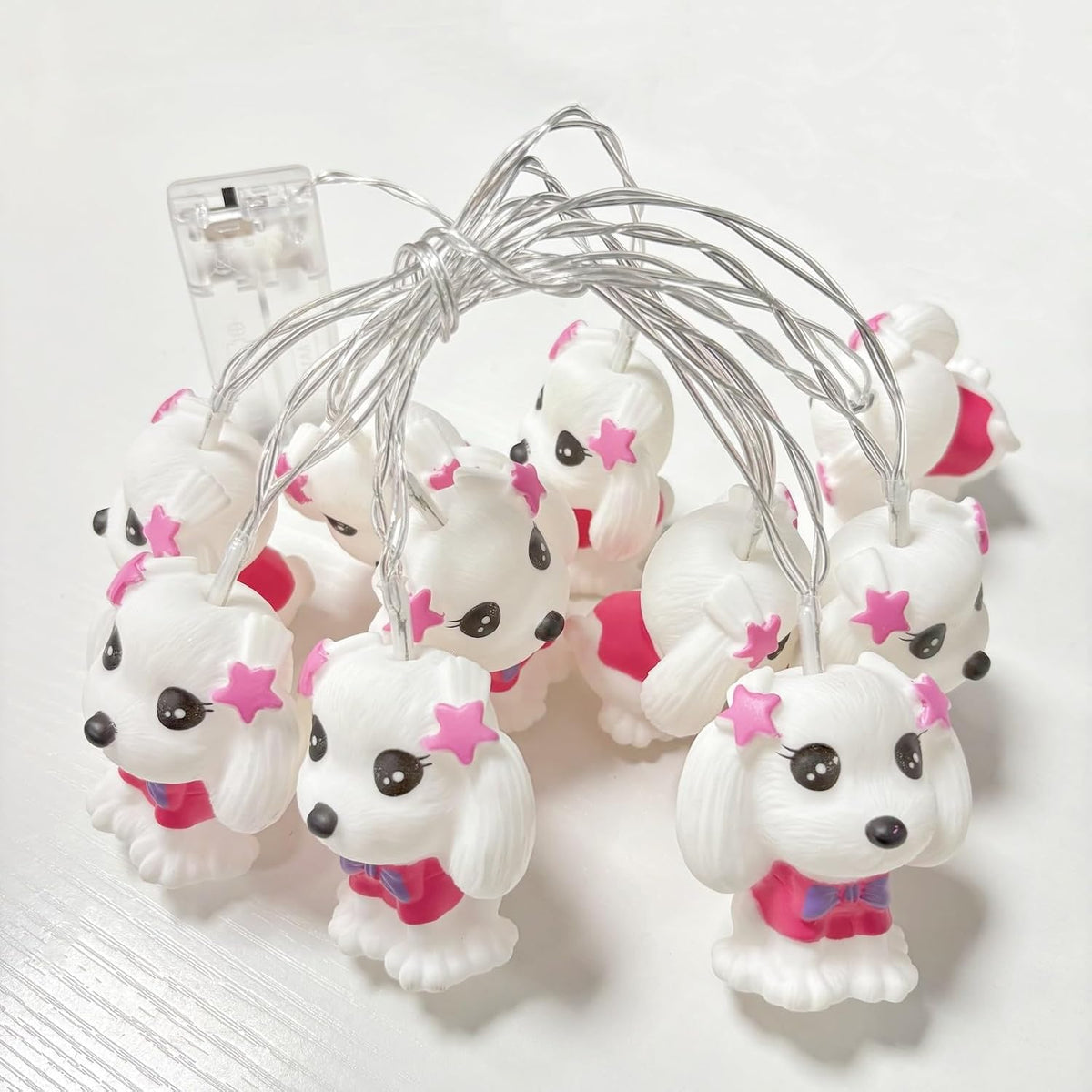Riaxuebiy Guirlande Lumineuse Féérique à Piles, 1,65 Mètre 10 LED en Forme de Chien Mignon pour Halloween, Noël, Thanksgiving Décoration (Chien blanc)