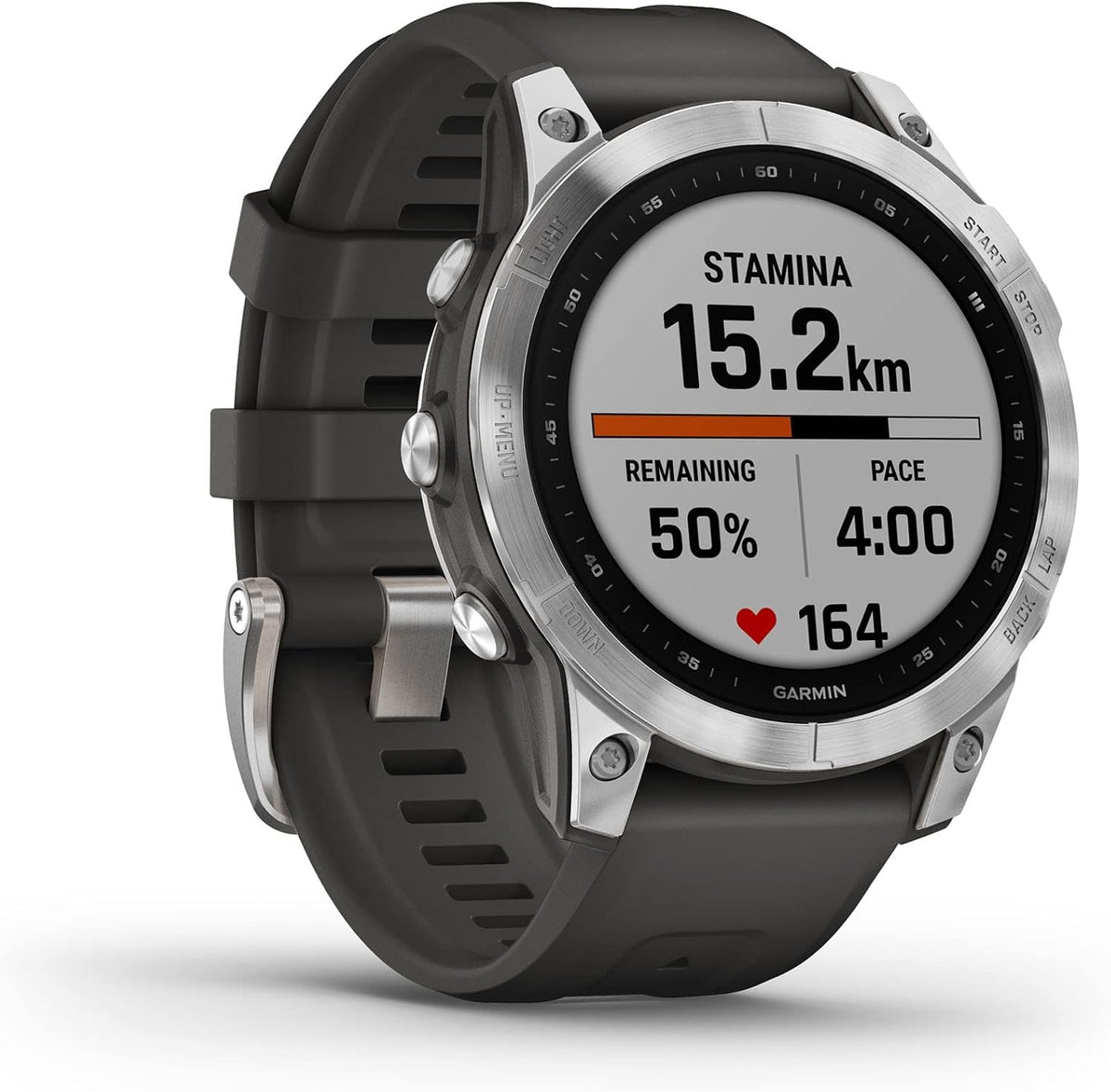 Fenix 7 - Montres GPS Multisports connectée Haute Performance - Silver avec Bracelet Gris - Boitier 47mm (Reconditionné)