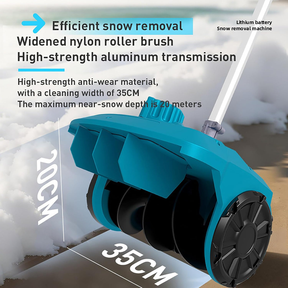 Machine à Déneiger, Pelle à Neige Pliable sans Fil avec 2 Batteries Et Manche Télescopique, Largeur De Déblaiement 35 Cm, épaisseur 20 Cm, Machine à Neige Portable Légère pour L'extérieur, 1 Battery