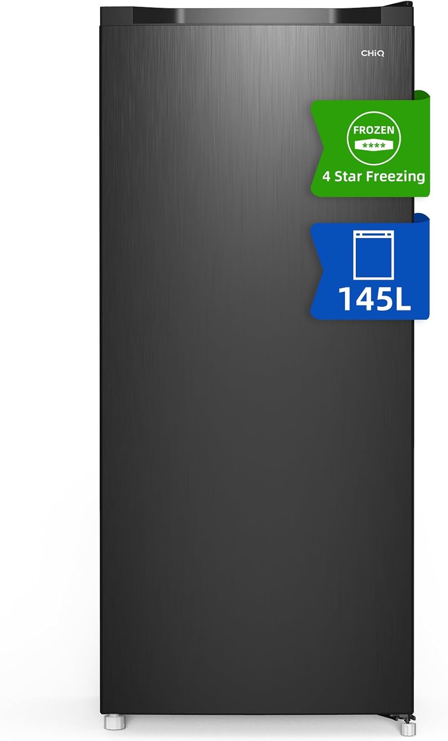 CHiQ Congélateur armoire avec une capacité de 145L, Congélation rapide, Thermostat réglable, Silencieux, Porte réversible, Noir, Classe énergétique E