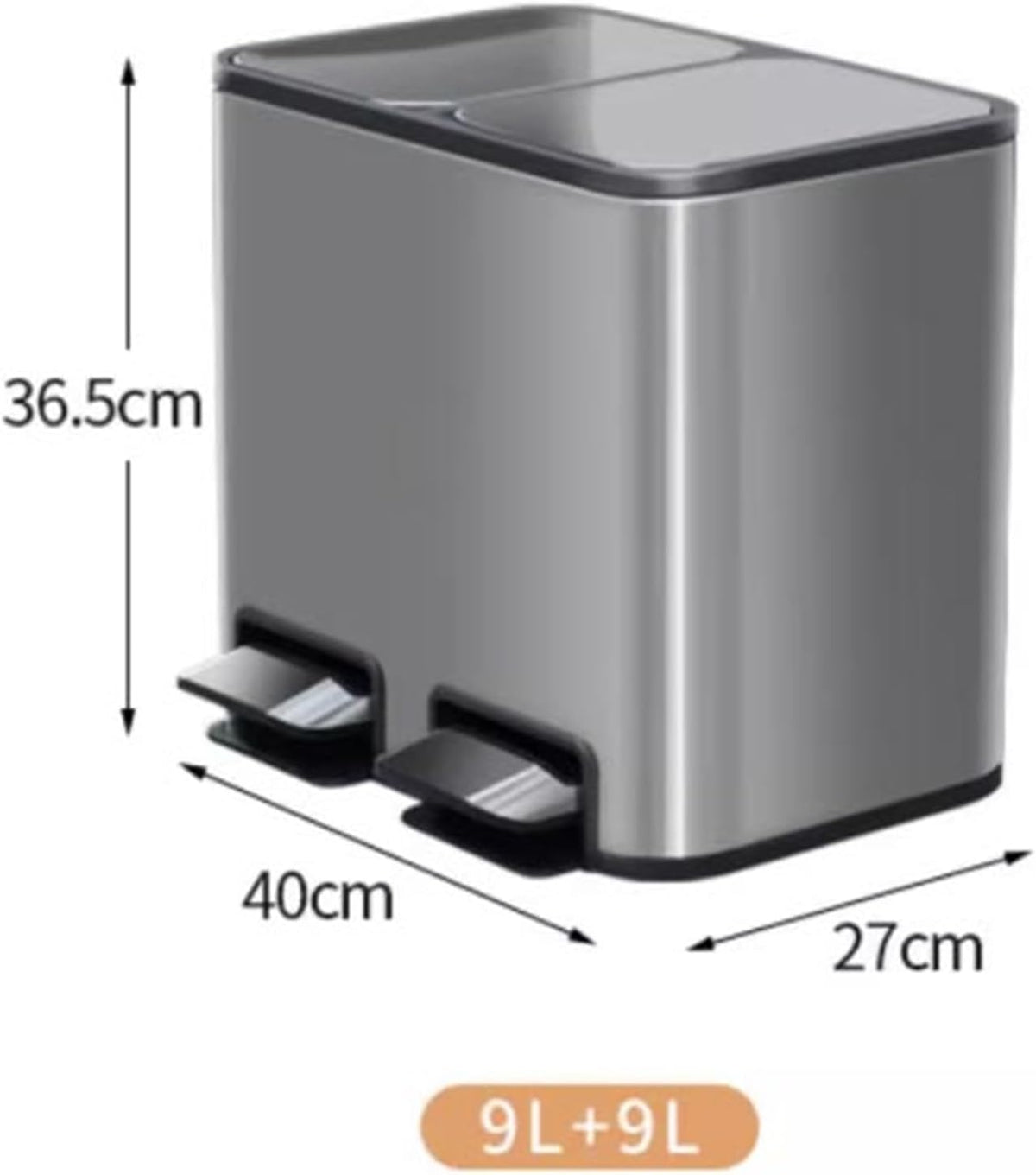 poubelles Poubelle de Cuisine à Double Compartiment avec bacs déchets ou Recyclage et Couvercle Fermeture Douce Poubelle de Cuisine(Silver)