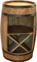 weeco Bar en tonneau en Bois avec casier à vin en X - Meuble Bar Rustique pour Bouteilles - Fût-Bar décoratif - Armoire à liqueurs - 80x50x44cm Marron foncé