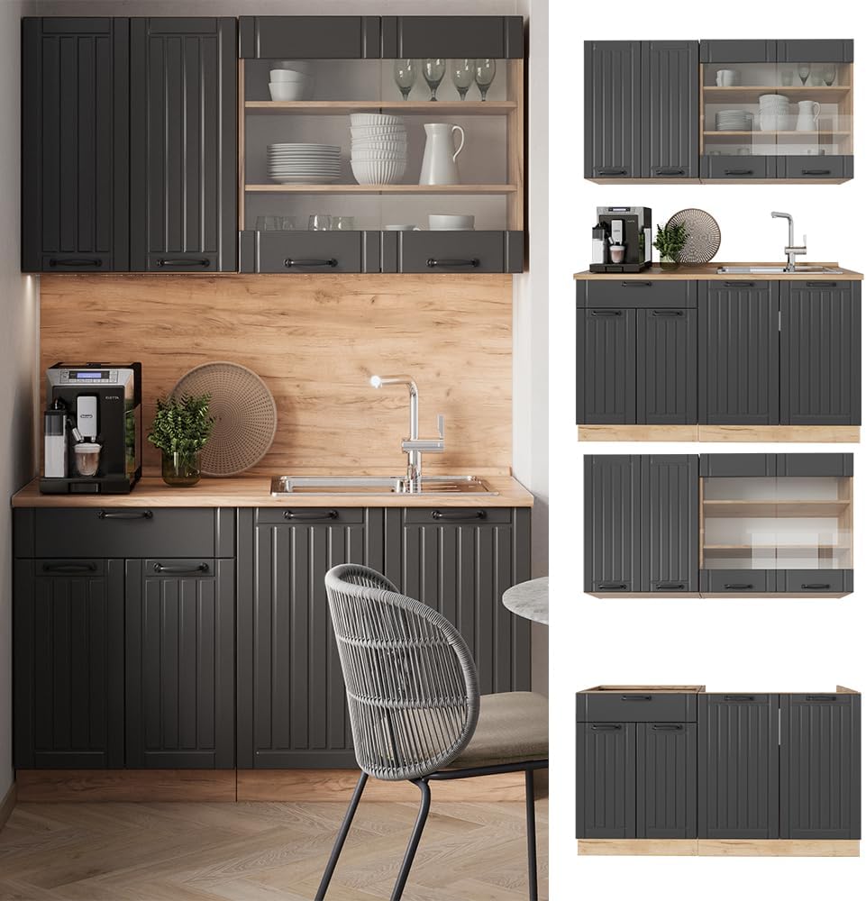 Vicco Cuisine Fame-Line, Gris foncé, 140cm, PT Anthracite