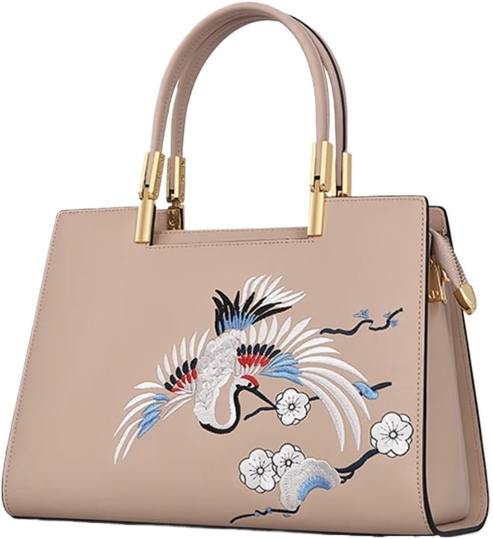 HUWOYG Sac en cuir for femmes, sac à main brodé léger for mère d'âge moyen, sacoche bandoulière Pour Cérémonie