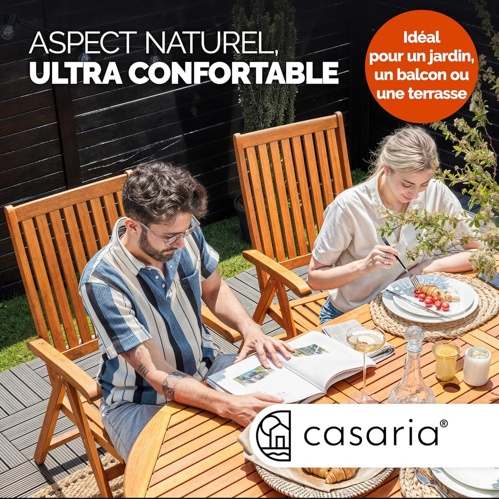 Casaria Table de Jardin Vanamo en Bois d'eucalyptus 200x100x74cm Table Extensible avec rallonge pour extérieur terrasse