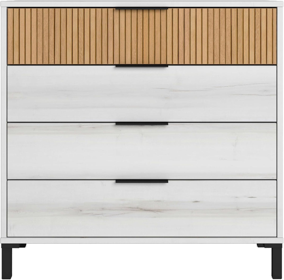 Arles Lot de meubles modernes pour chambre double Blanc Albo et chêne rayé