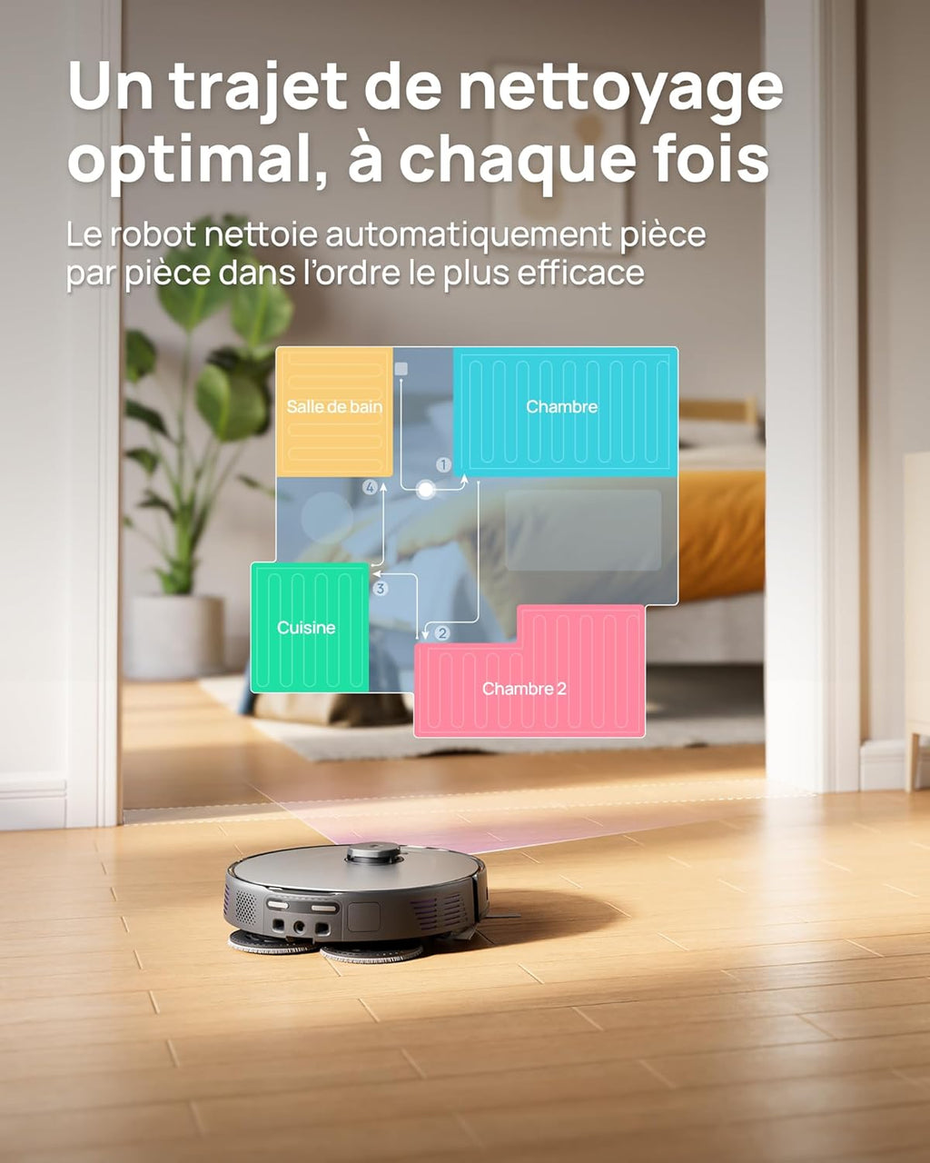 3i P10 Ultra Robot Aspirateur Laveur avec Serpillière Extensible, 18 000 Pa Aspirateur Robot, Lavage & Séchage à l’Eau Chaude, Auto Vidange & Remplissage, Evitement des Obstacles par IA