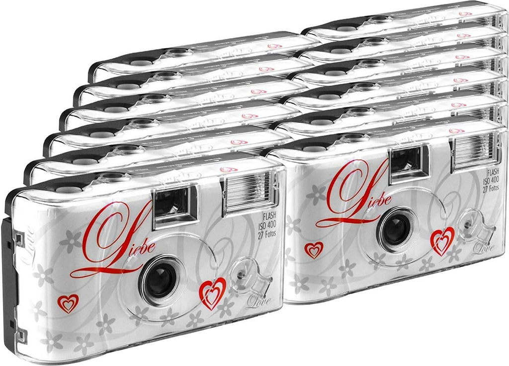 TopShot Lot de 12 appareils Photo jetables pour 27 Photos avec Flash Blanc