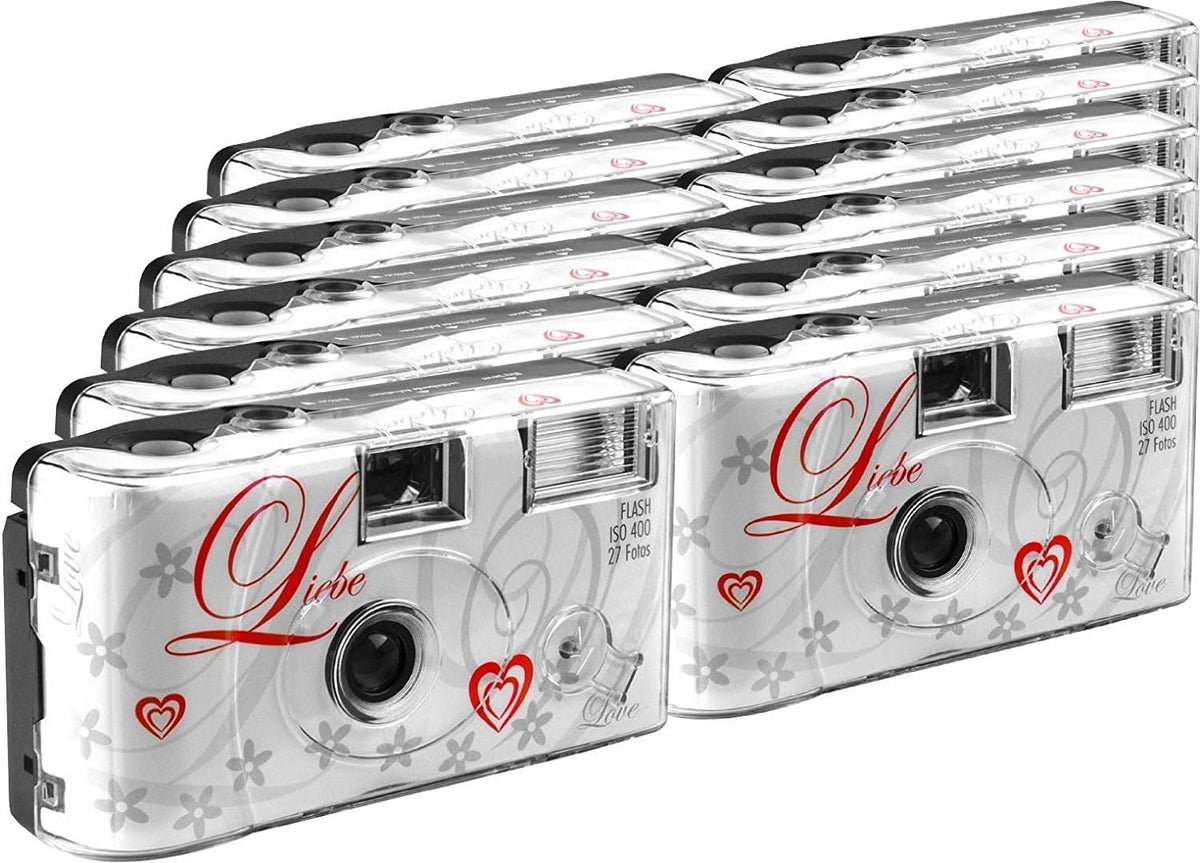 TopShot Lot de 12 appareils Photo jetables pour 27 Photos avec Flash Blanc