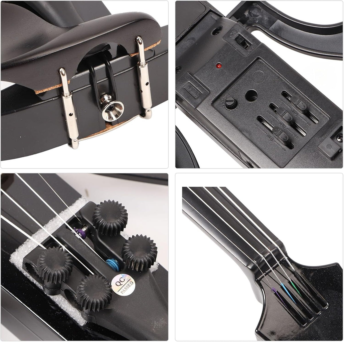 Dilwe Violon Électrique 4/4, Fibre de Carbone, Érable, 4 Cordes, Silencieux, Polyvalent, Réglable, Mute