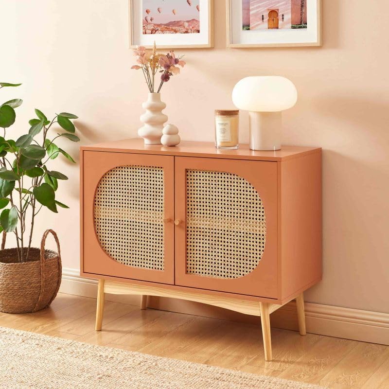 BAÏTA Buffet SIXTINE Terracotta et cannage rotin 90cm