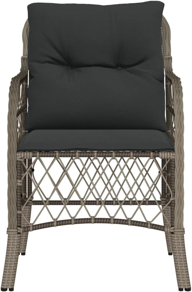 ShGaxin Chaises de jardin avec coussins 2 pièces grises en polyrotin, chaises de jardin, chaises d'extérieur, chaises pour table de jardin, 365155