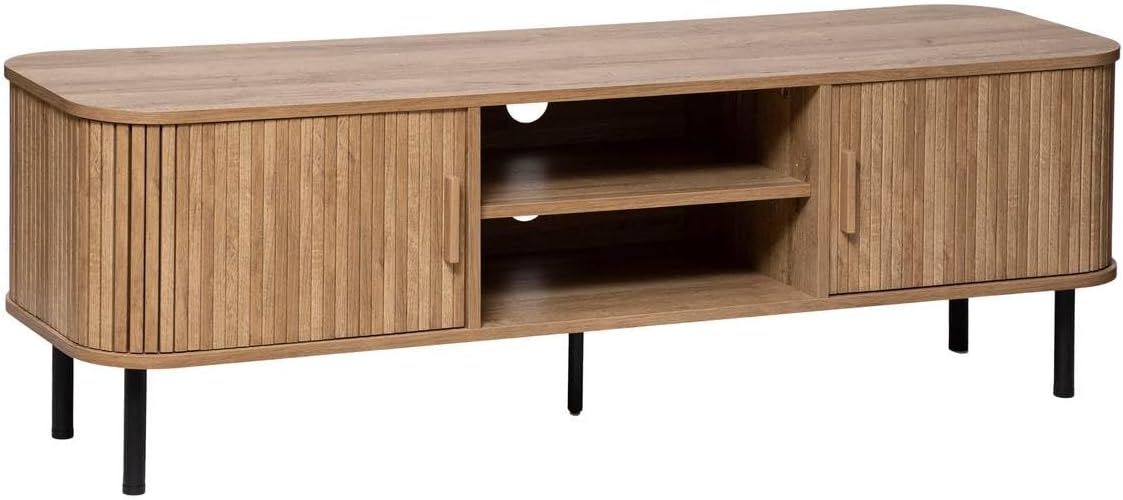 Atmosphera Créateur d'Intérieur - Meuble TV Colva 2 Portes Coulissantes - Étagère Ajustable - Rangement 4 Cases pour Salon, Chambre - H46 x L140cm