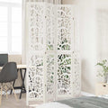 Qnhdfrt Paulownia Paravent en bois massif de Paulownia - 4 pièces - Blanc - 140-145 x 220 cm - Brise-vue - Pour salon, chambre à coucher, bureau