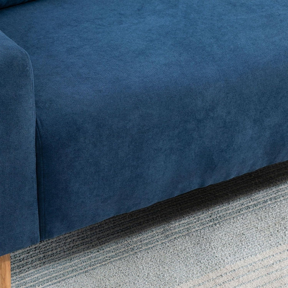 HOMCOM Canapé 2 Places Design scandinave dim. 145L x 76l x 88H cm Pieds Bois Massif Tissu Bleu