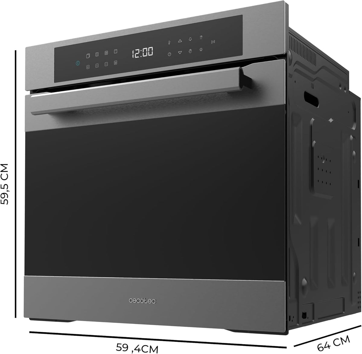 Cecotec Four encastrable Pyrolytique 60cm Bolero Hexa P506000 Matt A+. 3400W, Capacité de 81L, 11 Fonctions avec Airfryer Master, Pizza Master, 3D Cooking, Steam Base X2, Pyrolyse