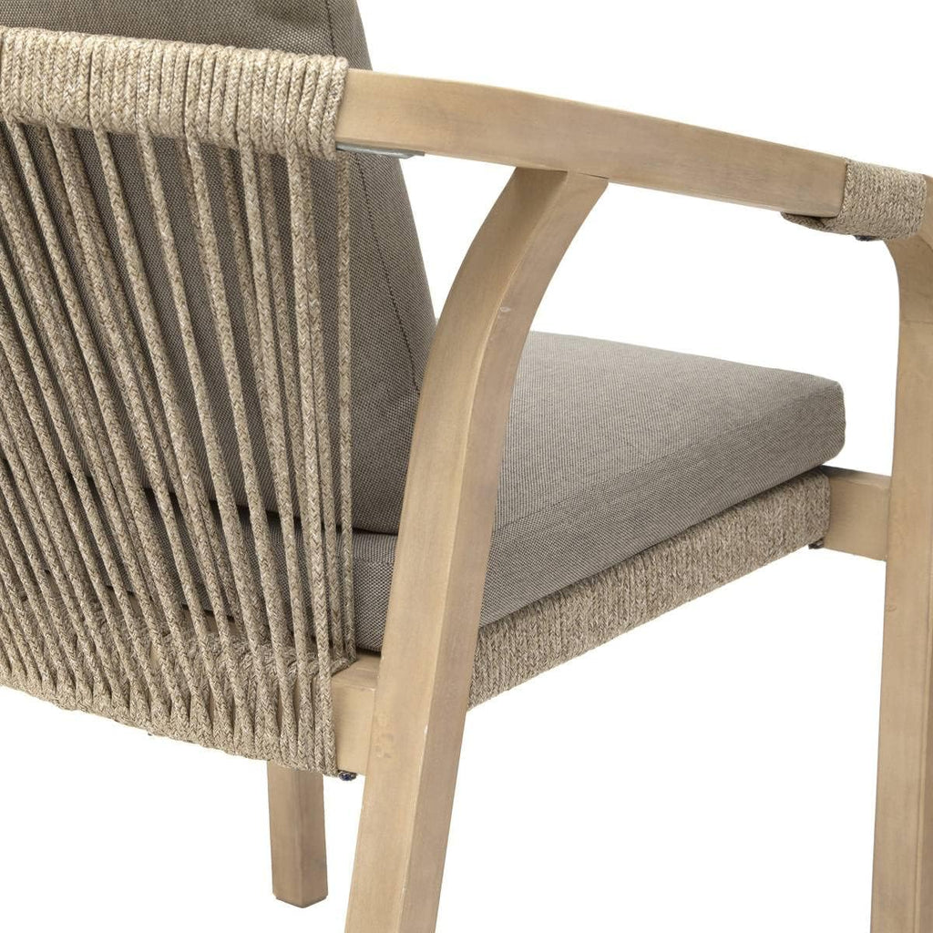 Hespéride - Fauteuil de Jardin Papouasie Taupe et Acacia Coussins Déperlants Déhoussables - Mobilier d'Aménagement pour Jardin, Terrasse, Balcon