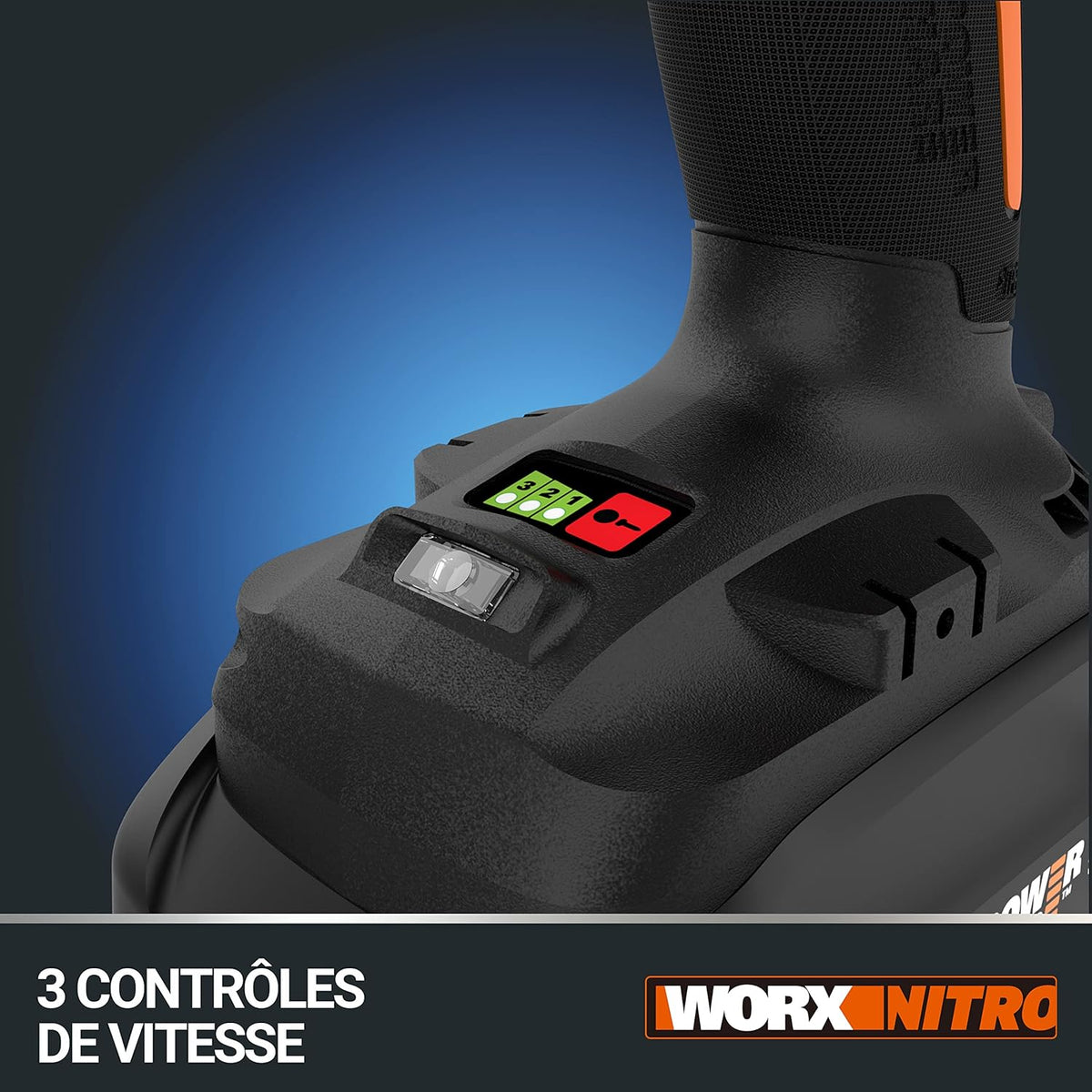 WORX Visseuse à Choc sans Fil Brushless 20V WX261, Légère et puissante 260Nm, 3000 tr/min, mandrin 6,35 mm HEX, 3 Vitesses, crochet et embout de vissage, livrée avec Batterie et Chargeur