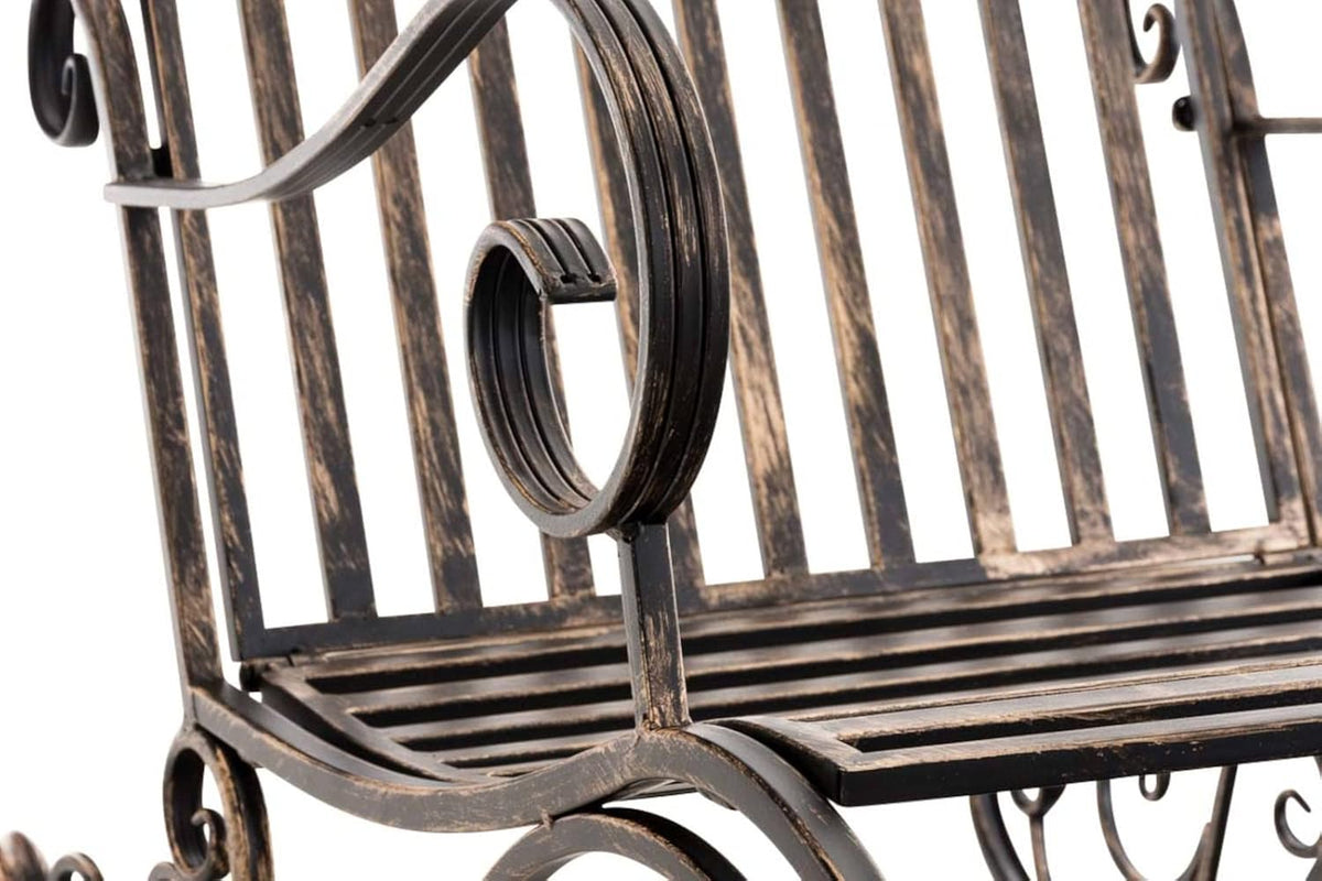 CLP Lot De 2 Fauteuils A Bascule en Fer Forgé Smilla I Rocking-Chair D'Extérieur avec Dossier Haut Et Accoudoirs, Couleur:Bronze