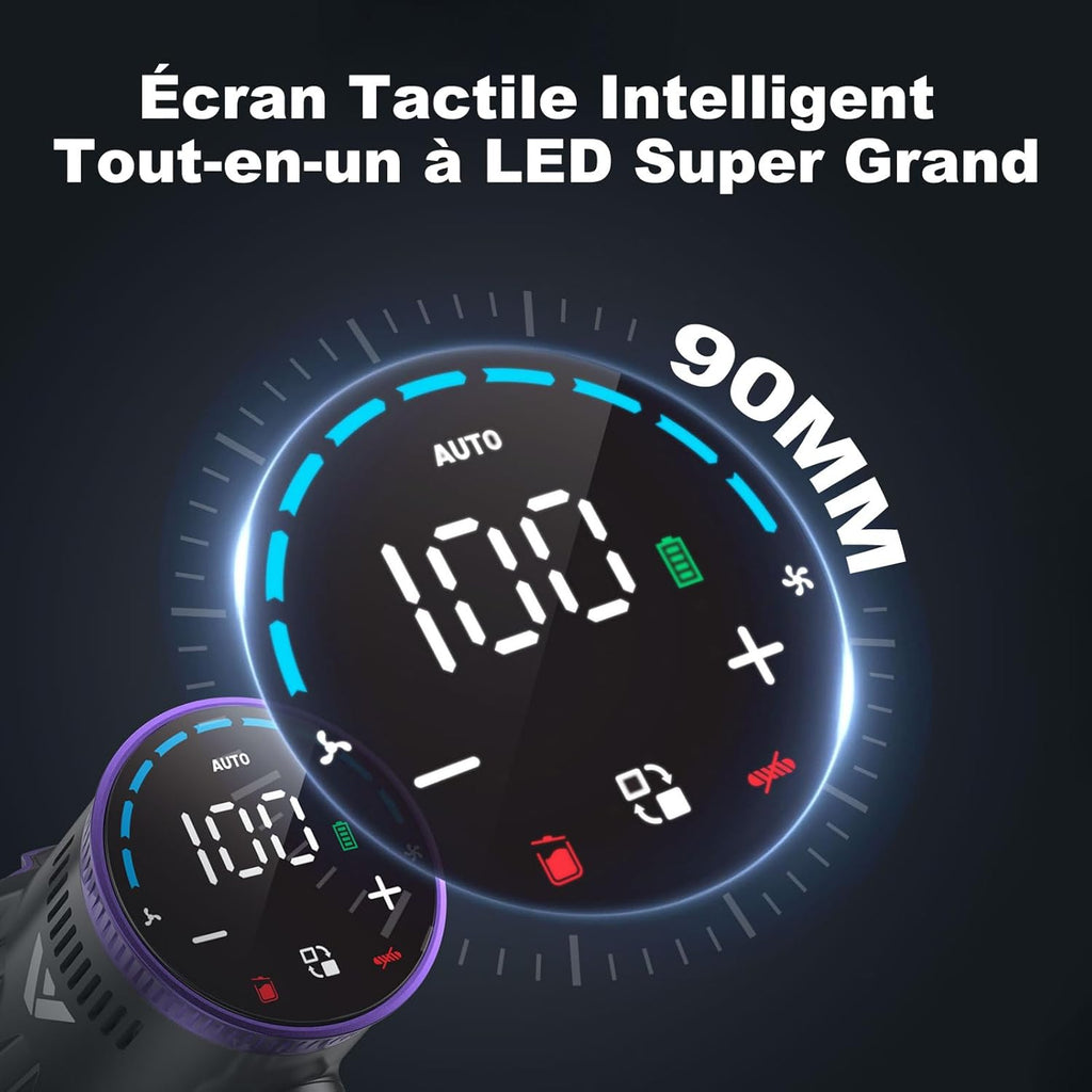coovy SU7 Aspirateur Balai sans Fil 580W/55Kpa/75Mins, Aspirateur sans Fil Puissant, Chargement Mural, Écrans Tactiles LED, 1,3L Capacité, pour Sols Durs/Tapis/Les Poils d'animaux
