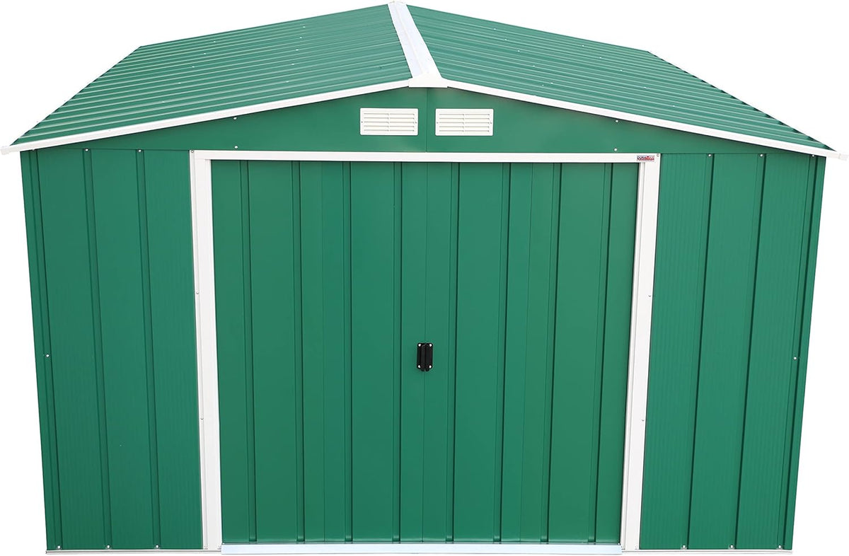 Duramax ECO Abri de jardin en métal galvanisé à chaud avec structure de toit renforcée et solide Vert 10 x 12 cm