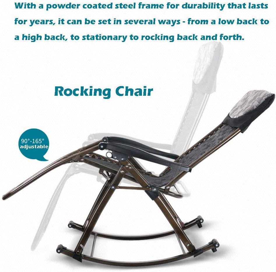 Fauteuil à Bascule Fauteuil à bascule de jardin robuste inclinable - Siège de chaise longue réglable à gravité zéro pour terrasse extérieure, terrasse, pelouse, camping, chaise de détente, support 20