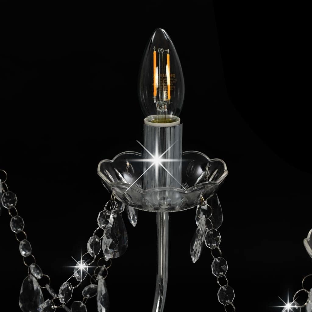 vidaXL Lustre avec Perles Lampe Suspendue Lustre Luminaire Eclairage Intérieur Salon Salle de Séjour Chambre à Coucher Maison Argenté