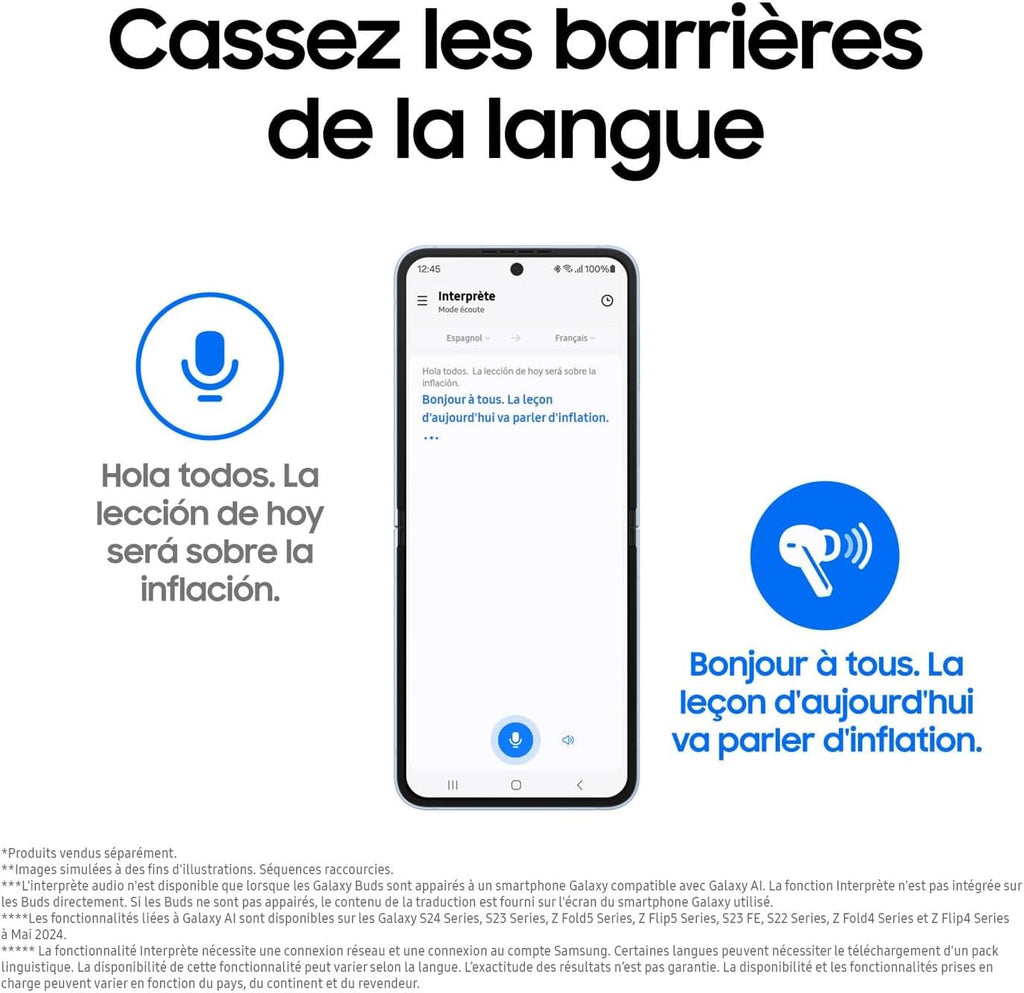Buds3, Écouteurs sans Fil, Réduction Active de Bruit, Bluetooth, Blanc, Audio 360, AI, Chargeur Secteur Inclus, (Version FR)
