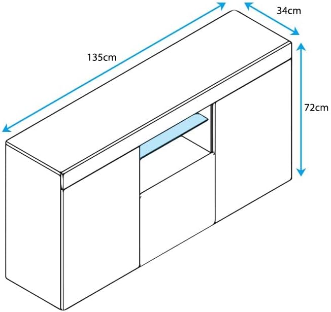 MB Muebles Bonitos, Buffet Sefora pour Salon et Salle à Manger avec Lumière LED, Meuble TV en Mélamine Mate, Couleur Sonoma, 135x72x34 cm