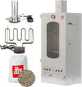 ITA Fumoir Électrique 7012 - Set Smoker avec Chauffage, générateur de fumée - Armoire avec fenêtre & cheminée - Acier allié - Qualité UE, Direct Fabricant - 81 cm avec 3 Niveaux