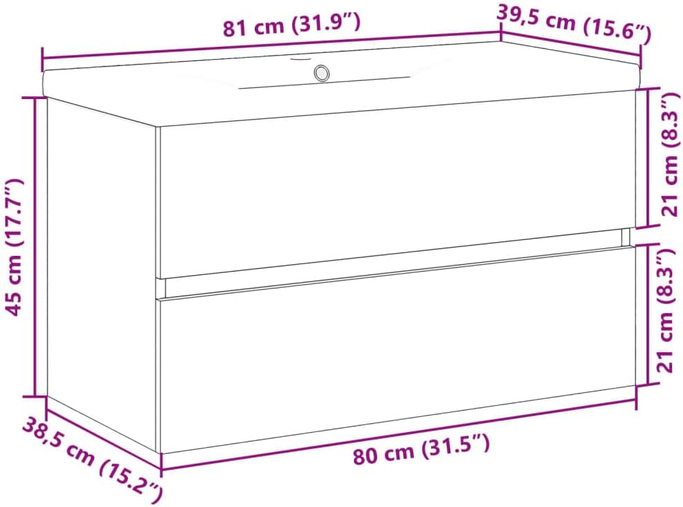 vidaXL Meuble avec Vasque intégrée Vieux Bois, Armoire lavabo de Salle de Bain, Meuble de Salle de Bain, Meuble de Rangement sous lavabo